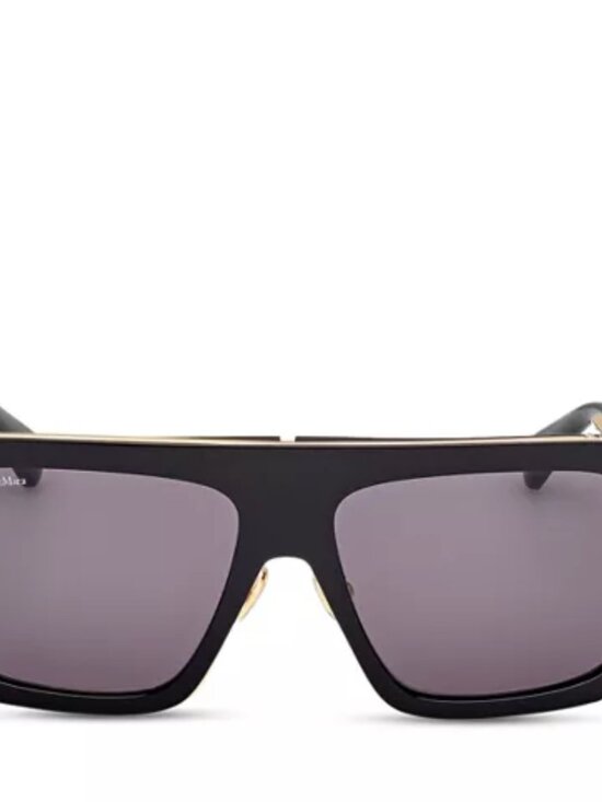 MaxMara Black Shield Sunglasses with Gold Accents - MM0119 JEAN - w/ case main image 8